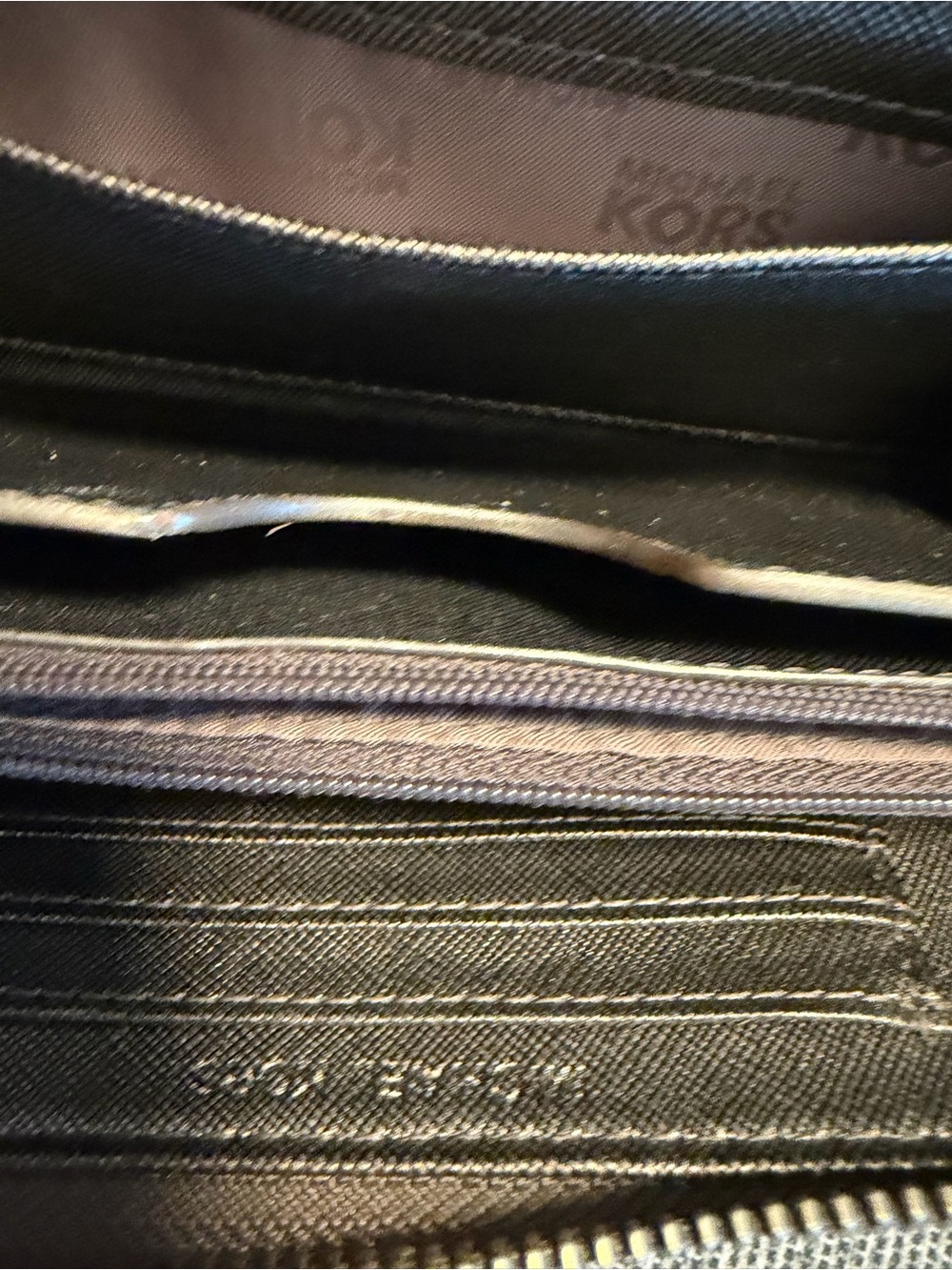 Michael Kors Metallic Bronze Logo Zip Wallet - Picture 9 of 11